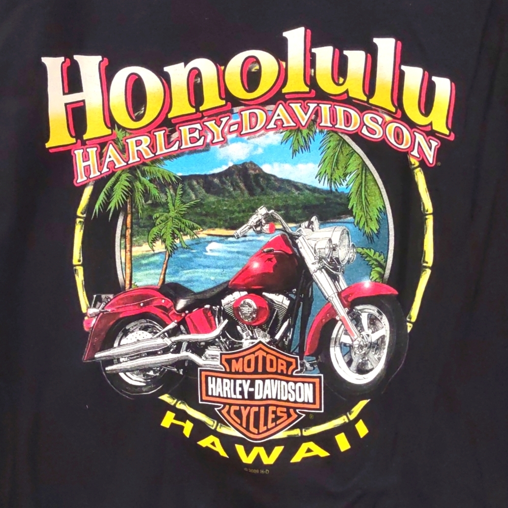 Honolulu Harley-Davidson Black Size 2X-Large T-Shirt Red Motorcycle